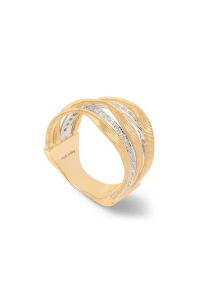 Marco Bicego Diamond Stack Ring In Yellow Gold/diamond