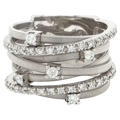 Pre-owned Marco Bicego Goa 18k White Gold 7 Row Diamond Band Ring Size 7