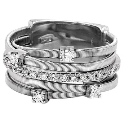 Pre-owned Marco Bicego , Goa Collection 18 K White Gold Five Strand Diamond & Pave Ring