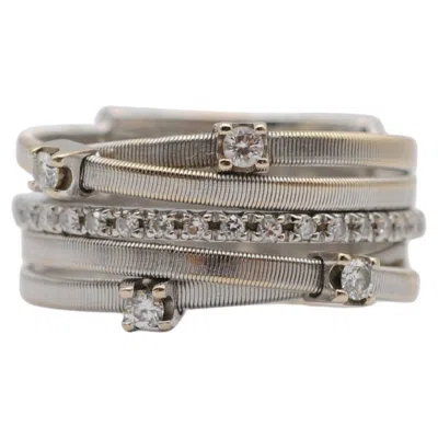 Pre-owned Marco Bicego , Goa Collection 18k White Gold Five Strand Diamond And Pavé Ring
