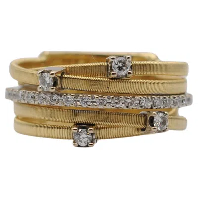 Pre-owned Marco Bicego , Goa Collection 18k Yellow Gold Five Strand Diamond And Pavé Ring