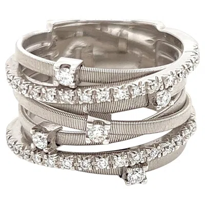 Pre-owned Marco Bicego Goa Diamond 7 Row Band Ring In 18k White Gold Size 6.5