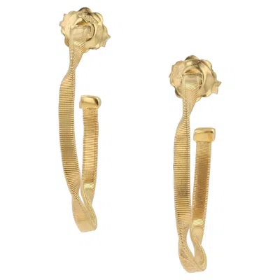 Pre-owned Marco Bicego Italian 18k Yellow Gold Twisted Hoop Earrings