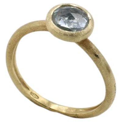 Pre-owned Marco Bicego Jaipur 18 Karat Yellow Gold Blue Topaz Dome Cocktail Stacking Ring