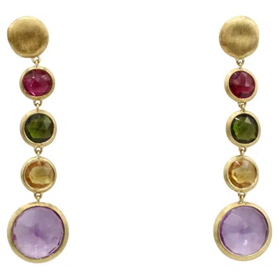 Pre-owned Marco Bicego Jaipur 18 Karat Yellow Gold Gemstone Dangle Drop Earrings