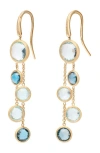Marco Bicego 18k Yellow Gold Jaipur Mixed Blue Topaz Double Strand Earrings In Yellow Gold/blue Topaz