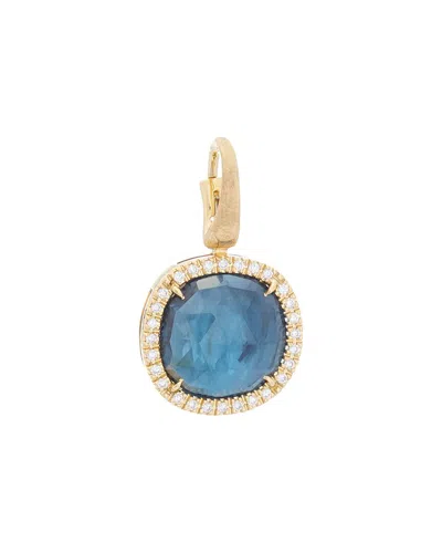Marco Bicego Jaipur Color 18k 7.80 Ct. Tw. Diamond & London Blue Topaz Pendant In Gray