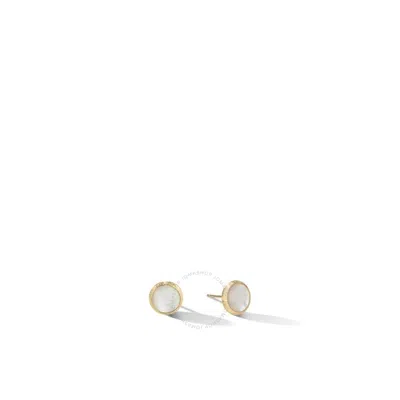 Marco Bicego Jaipur Color Collection 18k Yellow Gold Mother Of Pearl Stud Earrings In White