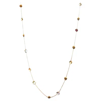 Pre-owned Marco Bicego Jaipur Graduated Color Gemstone 18k Yellow Gold Necklace 36 Inches