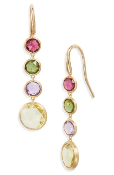 Marco Bicego Jaipur Mixed Semiprecious Stone Linera Drop Earrings In Gold