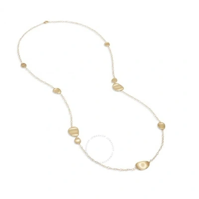 Marco Bicego Long Necklace With An Irregular Chain And Stations Of 18kt Yellow Gold Leaves