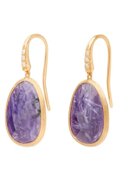 Marco Bicego Lunaria Charoite & Diamond Drop Earrings