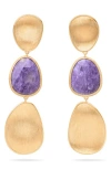 Marco Bicego Lunaria Charoite Drop Earrings In Gold