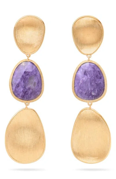 Marco Bicego Lunaria Charoite Drop Earrings In Gold