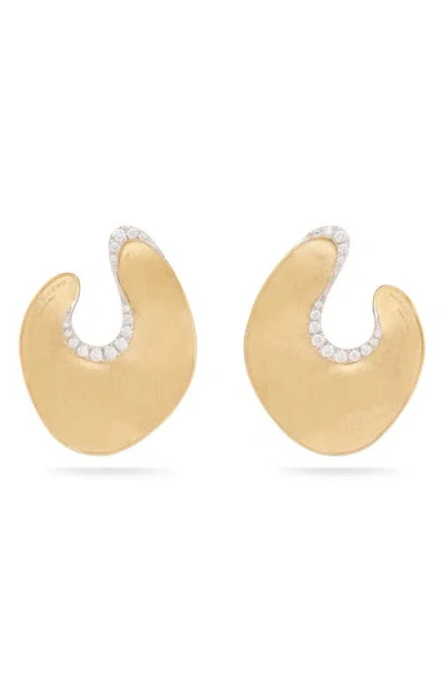 Marco Bicego 18k Yellow Gold Lunaria Diamond Sculptural Stud Earrings