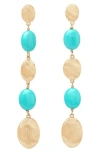 Marco Bicego 18k Yellow Gold Siviglia Turquoise Long Drop Earrings In Multi