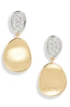 Marco Bicego Lunaria Pavé Diamond Disc Drop Earrings In Yellow/white Gold