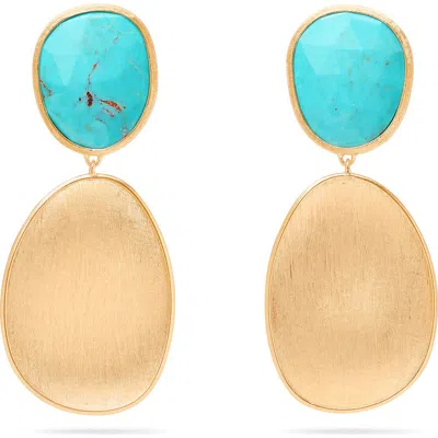 Marco Bicego Lunaria Turquoise Double Drop Earrings In Gold