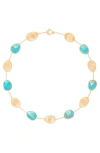 Marco Bicego Lunaria Turquoise Station Collar Necklace In Gold/turquoise