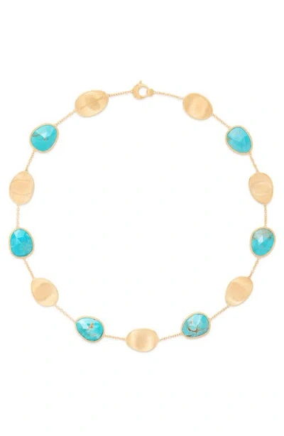Marco Bicego Lunaria Turquoise Station Collar Necklace In Gold