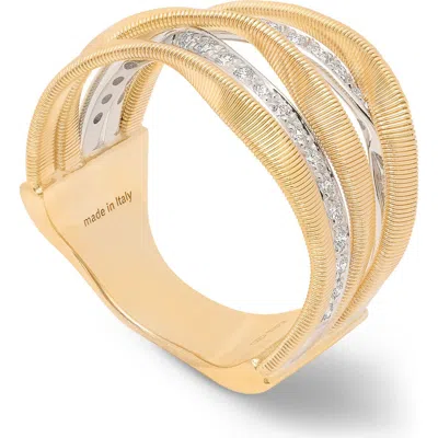 Marco Bicego Marrakech 5 Strand Diamond Coil Ring In Yellow Gold/diamond