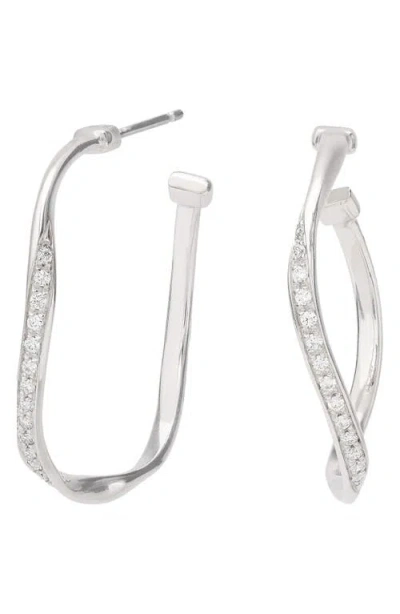 Marco Bicego Women's Marrakech 18k White Gold & 0.22 Tcw Diamond Twisted Hoop Earrings