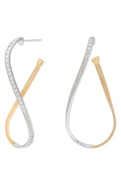 Marco Bicego Marrakech Pavé Diamond Twist Hoop Earrings In Gold