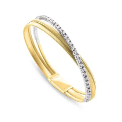 Marco Bicego Masai Collection 18k Yellow Gold And Diamond Three Strand Bracelet - Bg728 B1 Yw M5 In ["yellow"]