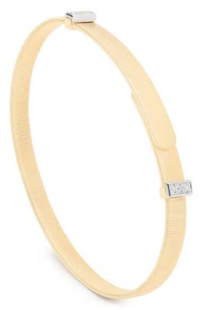 Marco Bicego 18k Yellow Gold Masai Diamond Pave Two Station Thin Bangle Bracelet