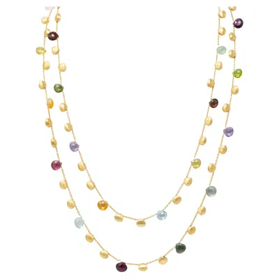 Pre-owned Marco Bicego Multi-gem 18 Karat Yellow Gold Paradise Station Necklace