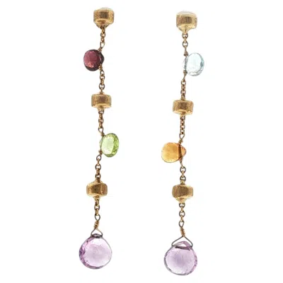 Pre-owned Marco Bicego Paradise 18 Karat Yellow Gold Gemstone Drop Earrings