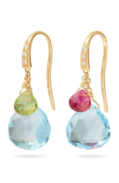 Marco Bicego Paradise 18k Yellow Gold Semiprecious Stone Drop Earrings In Multi