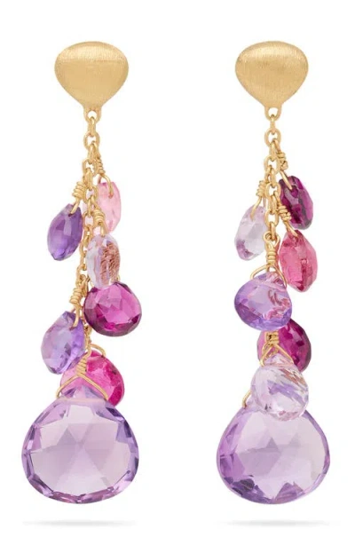 Marco Bicego Paradise 18k Yellow Gold Semiprecious Stone Drop Earrings In Purple