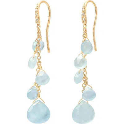 Marco Bicego Paradise Aquamarine Drop Earrings In 18k Yellow Gold