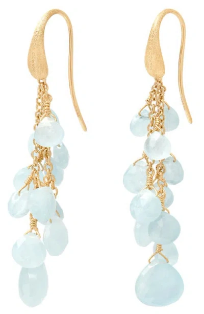 Marco Bicego Paradise Aquamarnie Multistrand Drop Earrings In 18k Yellow Gold