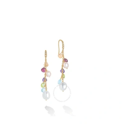 Marco Bicego Paradise Collection 18k Yellow Gold Mixed Gemstone And Pearl Medium Drop Earrings - Ob1