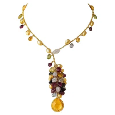 Pre-owned Marco Bicego Paradise Collection 18kt Yellow & White Gold Lariat Necklace