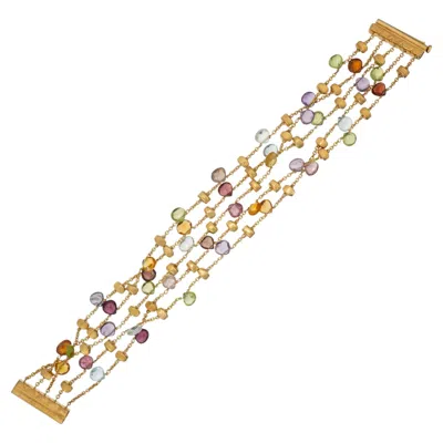 Pre-owned Marco Bicego Paradise Collection Yellow Gold Five Strand Multi Gemstone Bracelet