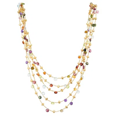 Pre-owned Marco Bicego Paradise Collection Yellow Gold Five Strand Multi Gemstone Necklace