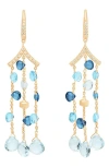 Marco Bicego Paradise Mixed Topaz Drop Earrings In 18k Yellow Gold