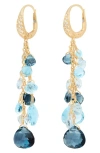 Marco Bicego Paradise Mixed Topaz Drop Earrings In 18k Yellow Gold