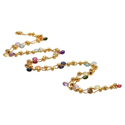 Pre-owned Marco Bicego Paradise Multi-gemstone Necklace 18k Yellow Gold 36in