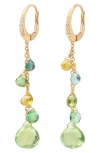 Marco Bicego Paradise Tourmaline Drop Earrings In Green/18k Yellow Gold