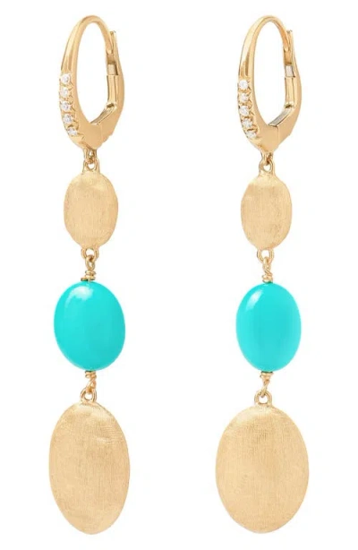 Marco Bicego Siviglia Bead & Turquoise Drop Earrings In Gold