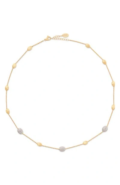 Marco Bicego Siviglia Diamond Pavé Station Necklace In 18k Yellow Gold