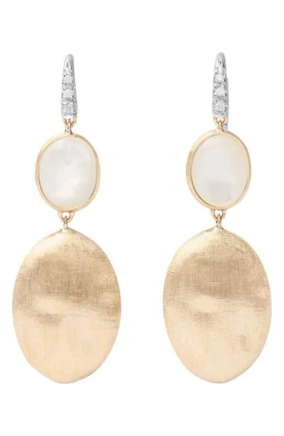 Marco Bicego 18k White & Yellow Gold Siviglia Mother Of Pearl & Diamond Oval Drop Earrings In Yellow, Gold-tone