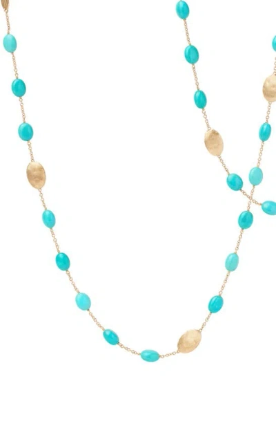 Marco Bicego Siviglia Turquoise Long Station Necklace In Yellow Gold