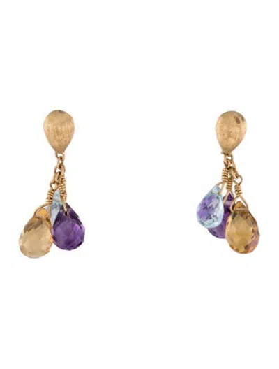 Pre-owned Marco Bicego Topaz, Amethyst & Citrine Drop Earrings In Multicolor