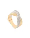 Marco Bicego Two Strand Diamond Crossover Ring In 18k White & Yellow Gold, 0.56 Tcw In Gold