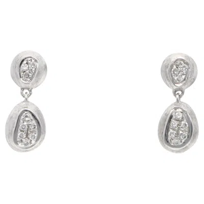 Pre-owned Marco Bicego Vintage  Pav� Diamond Small Drop Earrings In White Gold